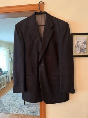 Men's Black Textured Monsieur By Givenchy Wool Silk Blazer Size 41R